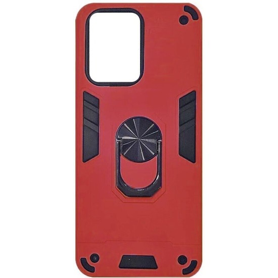 Galaxy A04 Hybrid Shockproof Armor Case Metal Rotating Ring Car Mount Holder Red (oem)