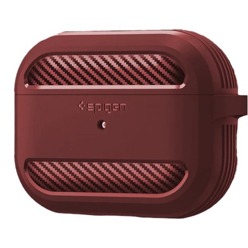 Spigen Rugged Armor Silicone Case with Keychain Plum for Apple AirPods 1/ 2 - ASD01978 Spigen Rugged Armor Silicone Case with Keychain Plum for Apple AirPods 1/ 2 - ASD01978