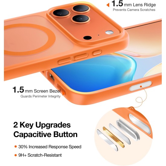 Θήκη iPhone 16 Pro Max Matte Magnetic Series συμβατό με MagSafe φορτιστή, Πλάτη αντικραδασμική από Premium TPU Πορτοκαλί