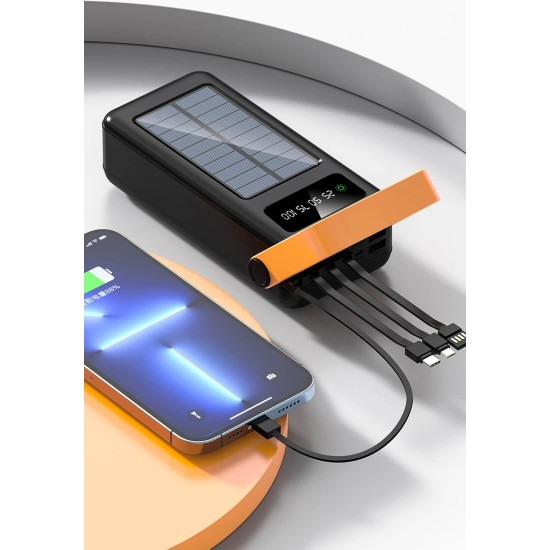 Solar Power Bank 100000mAh Ενσωματωμένο καλώδιο Φορητός εξωτερικός φορτιστής Solar Power Bank 100000mAh Ενσωματωμένο καλώδιο Φορητός εξωτερικός φορτιστής