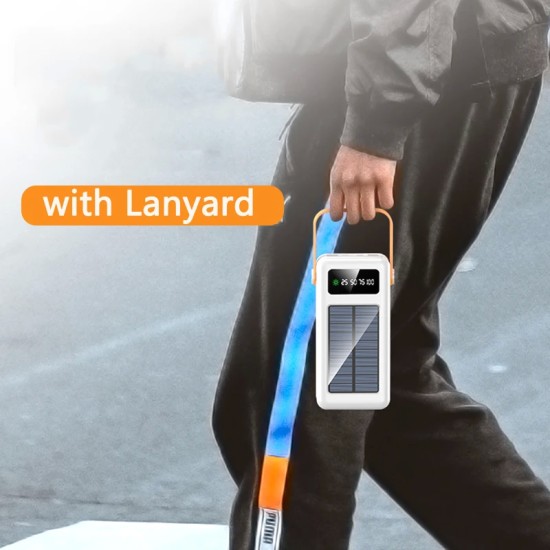 Solar Power Bank 100000mAh Ενσωματωμένο καλώδιο Φορητός εξωτερικός φορτιστής Solar Power Bank 100000mAh Ενσωματωμένο καλώδιο Φορητός εξωτερικός φορτιστής