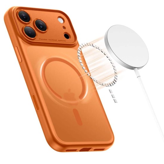 Θήκη iPhone 16 Pro Max Matte Magnetic Series συμβατό με MagSafe φορτιστή, Πλάτη αντικραδασμική από Premium TPU Πορτοκαλί