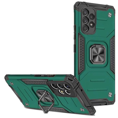 Samsung Galaxy A33 Hybrid Shockproof Armor Stand Case Square Metal Rotating Ring Green (oem)