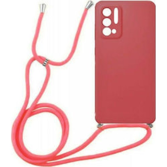 Oem Θήκη Σιλικόνης με Κορδόνι για Redmi Note 10 5G- Red 