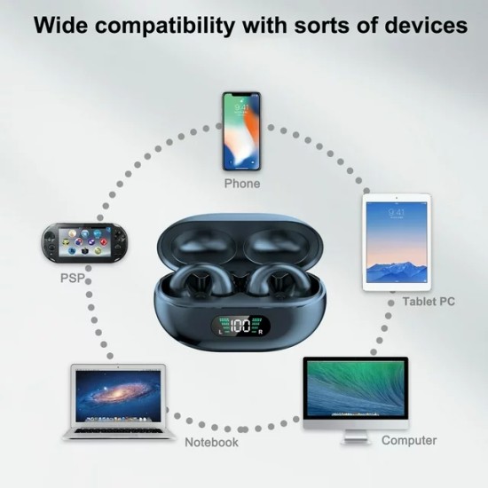 YYK-Q80 Headphones with Earhooks Built-in 350mAh Battery Clip-on Earphone BT5.3 Headset with Stereo