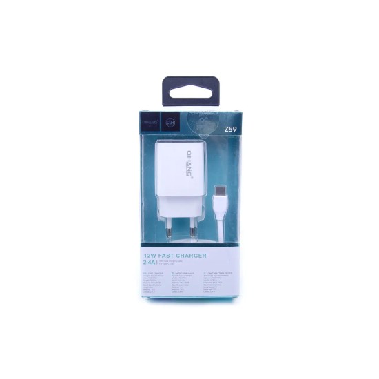 Φορτιστής δικτύου Qihang QH-Z59 2.4A/1USB + καλώδιο Type-C 1m 12W Λευκό Φορτιστής δικτύου Qihang QH-Z59 2.4A/1USB + καλώδιο Type-C 1m 12W Λευκό