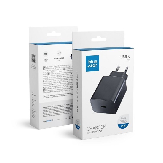 Blue Star Φορτιστής Χωρίς Καλώδιο με Θύρα USB-C Power Delivery Quick Charge 4.0 Μαύρος