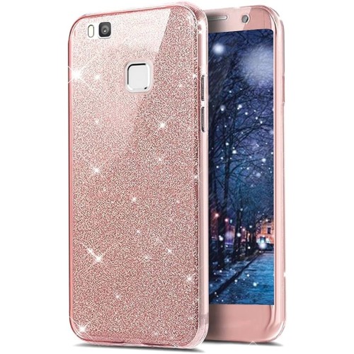 Luxury Crystal Bling Glitter Shiny Cover Silicone Soft TPU Transparent for Huawei P9 Lite Rose Gold