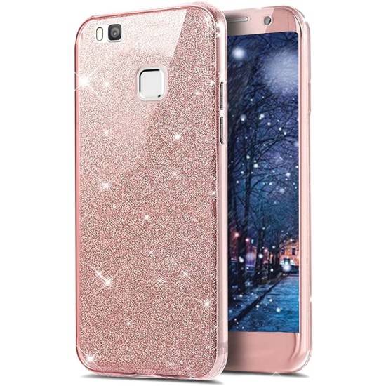 Luxury Crystal Bling Glitter Shiny Cover Silicone Soft TPU Transparent for Huawei P9 Lite Rose Gold