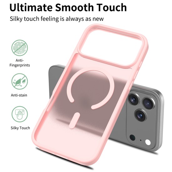 Θήκη iPhone 17 Pro Max Matte Magnetic Series συμβατό με MagSafe φορτιστή, Πλάτη αντικραδασμική από Premium TPU Ροζ