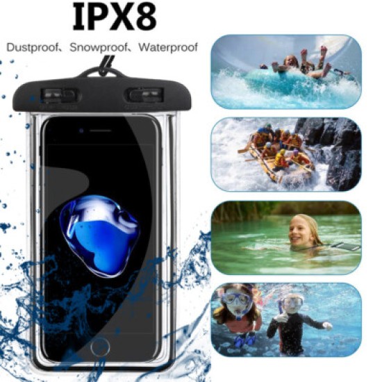 Waterproof Phone Pouch Bag Floating Airbag Case for Phone - Diving, Swimming, Beach & Water Sports - Black