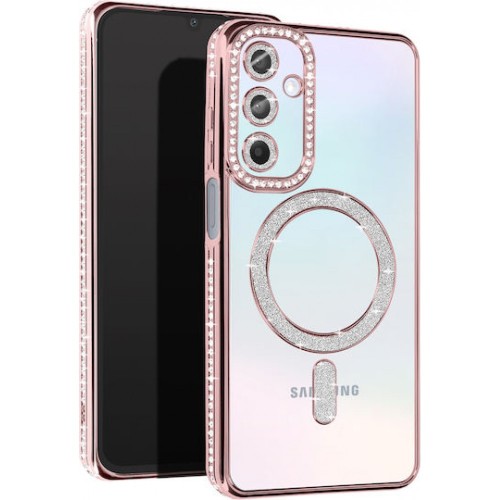 Luxury Magsafe Strass and Glitter Case Samsung Galaxy A17/ A26- Ροζ - Χρυσό