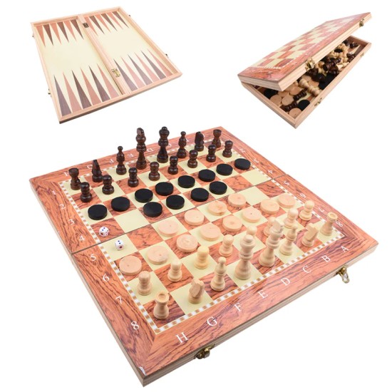 Chessboard, Checkers & Backgammon - 3-in-1 Set - Traditional Chessboard, Checkers & Backgammon - 3-in-1 Set - Traditional