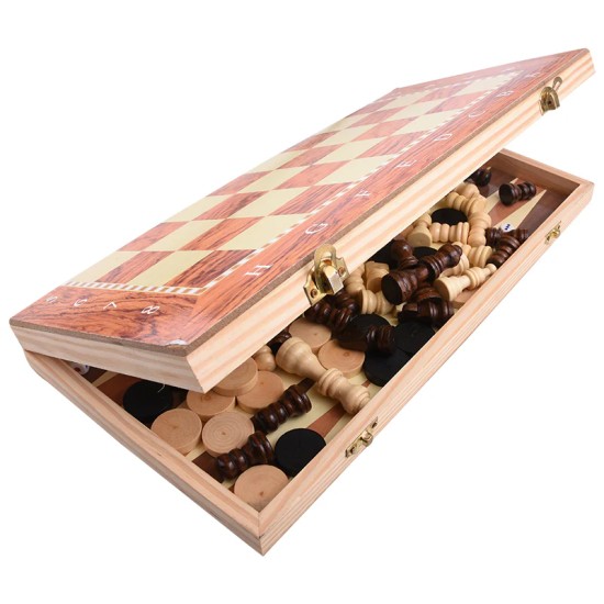 Chessboard, Checkers & Backgammon - 3-in-1 Set - Traditional Chessboard, Checkers & Backgammon - 3-in-1 Set - Traditional