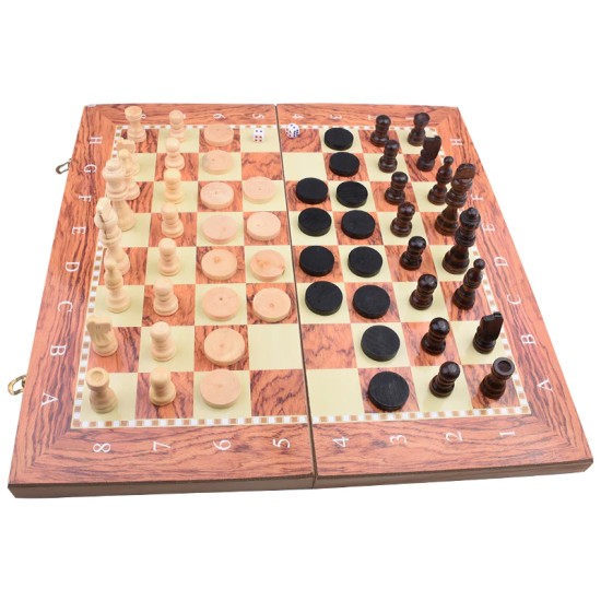 Chessboard, Checkers & Backgammon - 3-in-1 Set - Traditional Chessboard, Checkers & Backgammon - 3-in-1 Set - Traditional
