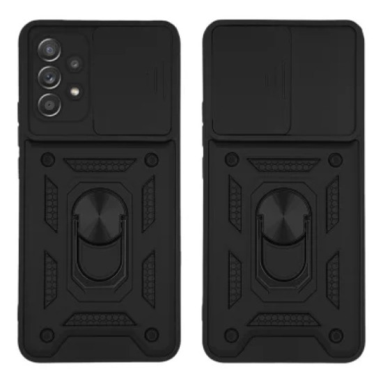 Samsung Galaxy A52 / A52s Hybrid Shockproof Ring Back Cover Συνθετική Ανθεκτική Μαύρο