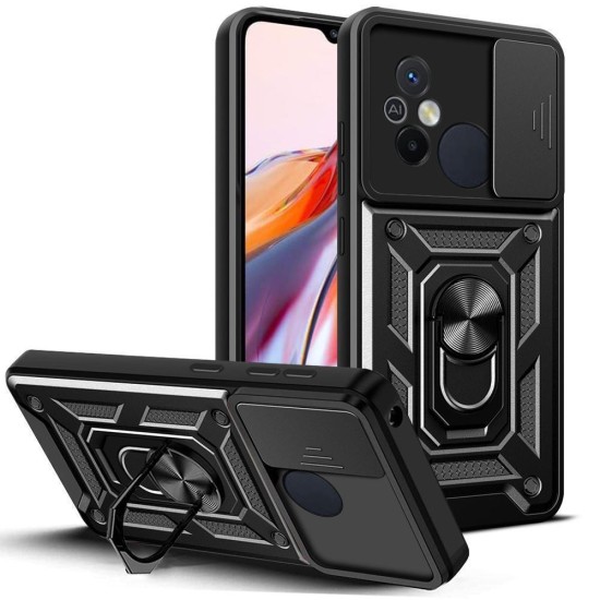 For Xiaomi Redmi 12C 4G / 11A Sliding Camera Cover Design TPU+PC Phone Case(Black) For Xiaomi Redmi 12C 4G / 11A Sliding Camera Cover Design TPU+PC Phone Case(Black)