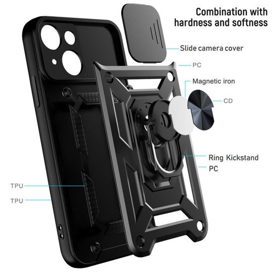 Camera Slide Hard Case Σκληρή Θήκη με Κάλυμμα Κάμερας - Black (Samsung Galaxy A55 5G)