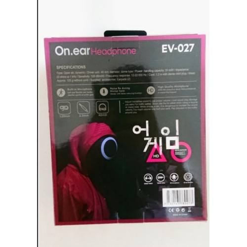 Squid game Headset Bass StereoOve-Ear Headphones with MIC EV027