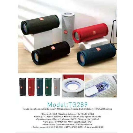 T&G TG-289 Ηχείο Bluetooth 5W με Ραδιόφωνο Black T&G TG-289 Ηχείο Bluetooth 5W με Ραδιόφωνο Black