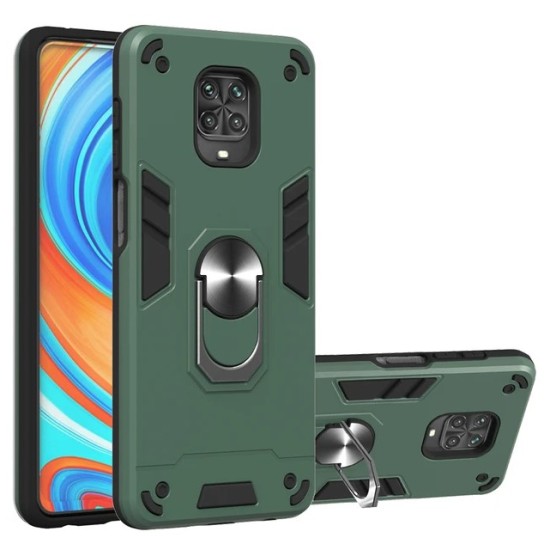 Redmi Note 9S / Note 9 Pro HYBRID SHOCKPROOF ARMOR CASE METAL ROTATING RING CAR MOUNT HOLDER GREEN (OEM)