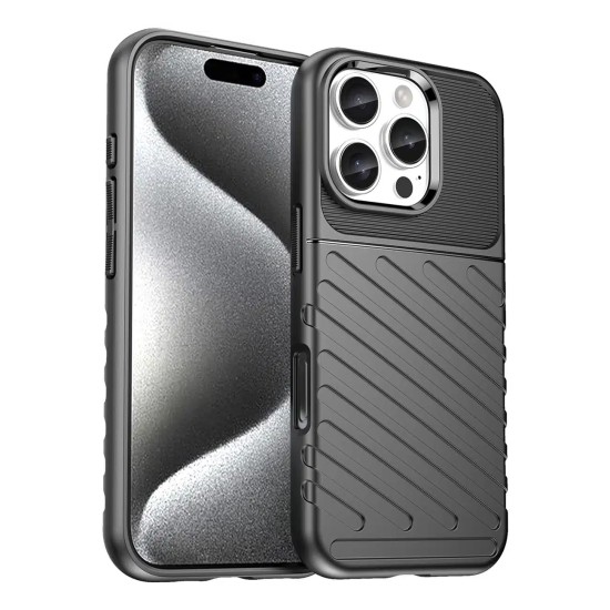 Thunder Θήκη για iPhone 16 Pro Σιλικόνης – Μαύρη