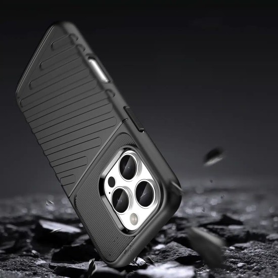 Thunder Θήκη για iPhone 16 Pro Σιλικόνης – Μαύρη