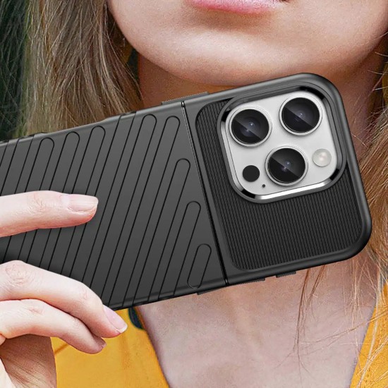 Thunder Θήκη για iPhone 16 Pro Σιλικόνης – Μαύρη
