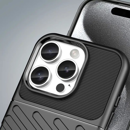 Thunder Θήκη για iPhone 16 Pro Σιλικόνης – Μαύρη