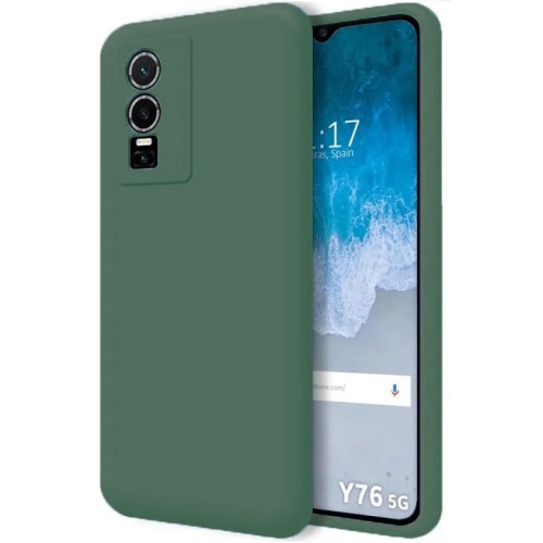 Vivo Y76 / Y76s / Y74s Silky and Soft Touch Finish TPU Silicone Back Cover Case Dark Green (oem)