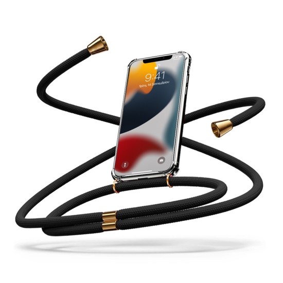 Back Cover Σιλικόνης με Λουράκι Ανθεκτική Μαύρο (Redmi 13C,POCO C65)