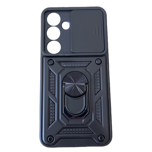 Galaxy S24 Hybrid Shockproof Armor Case Metal Rotating Ring Car Mount Holder Black με Κάλυψη Κάμερας (oem)