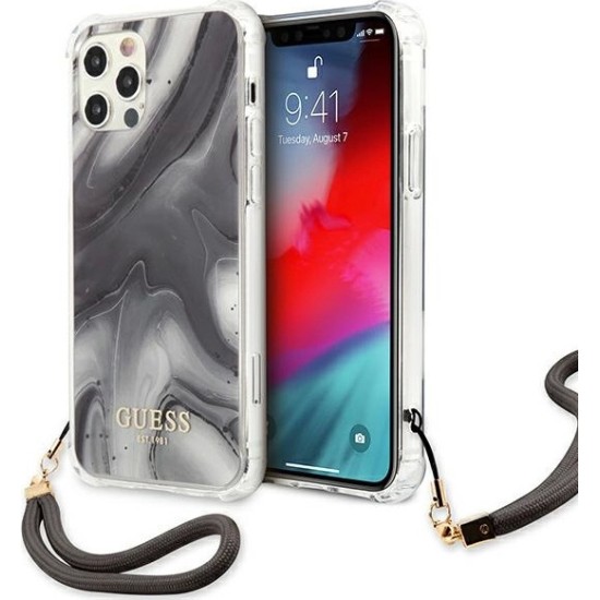 Guess case for iPhone 12 Pro Max 6,7" GUHCP12LKSMAGR grey hardcase Marble Collection (GSM111189)