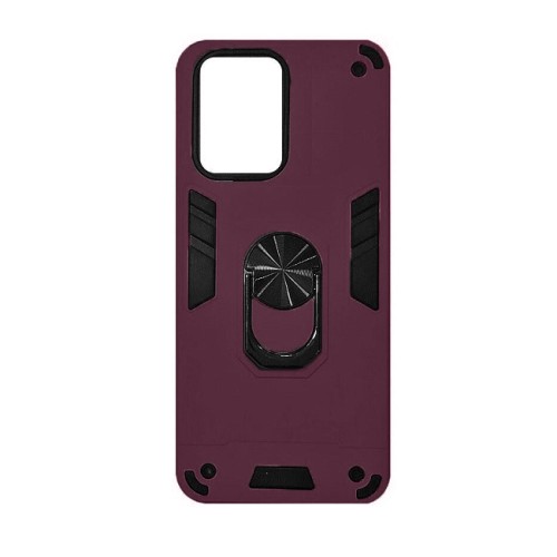 Poco C65 Hybrid Shockproof Armor Case Metal Rotating Ring Car Mount Holder Μπορντό (oem)