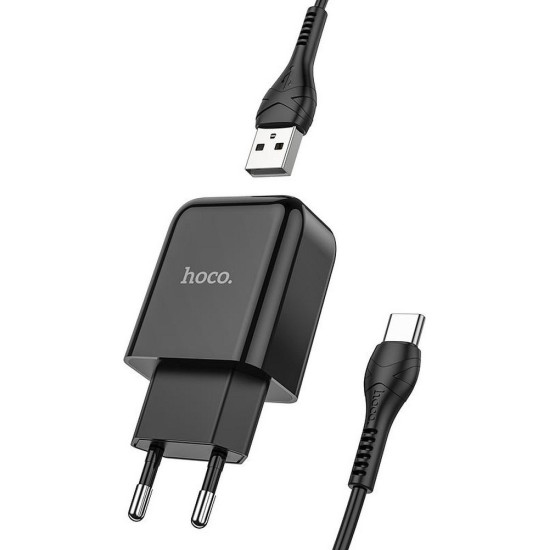 Hoco Φορτιστής με Θύρα USB-A και Καλώδιο USB-C 10.5W Μαύρος (N2 Vigour)