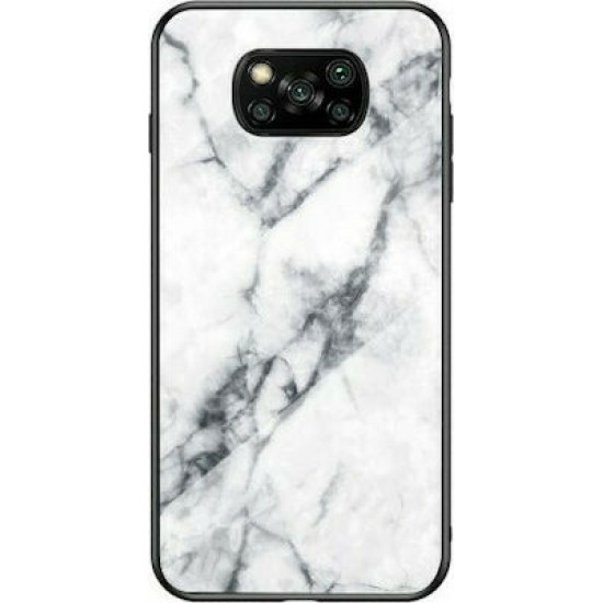 POCO X3 Cover - Trendy White Marble Printed Hard Case