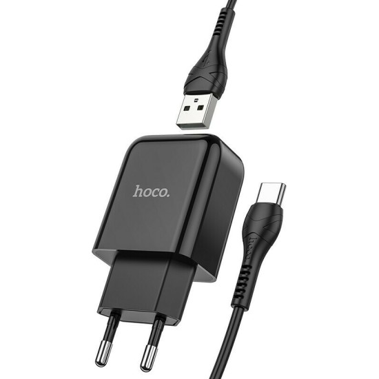 Hoco Φορτιστής με Θύρα USB-A και Καλώδιο USB-C 10.5W Μαύρος (N2 Vigour)