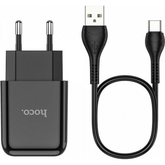 Hoco Φορτιστής με Θύρα USB-A και Καλώδιο USB-C 10.5W Μαύρος (N2 Vigour)