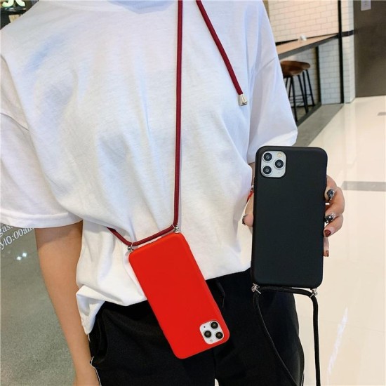 Liquid Back Cover Σιλικόνης με Λουράκι Κόκκινο (Poco F3)