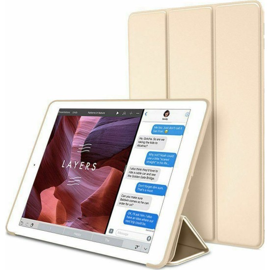 Trifold Θήκη Βιβλίο με Σιλικόνη Flip Cover Για Samsung Galaxy A7 Lite 8.7" Χρυσή