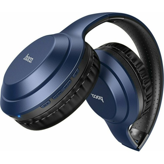 Hoco W30 Fun Move Ασύρματα/Ενσύρματα Over Ear Ακουστικά με 8 ώρες Λειτουργίας Μπλε