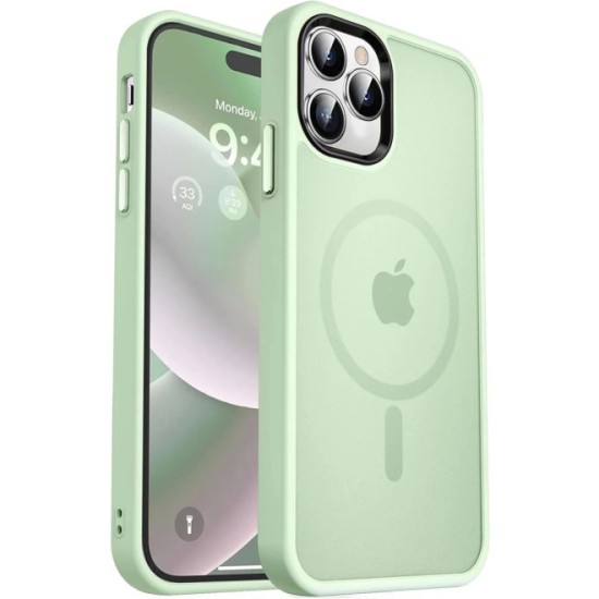 Θήκη iPhone 17 Air Matte Magnetic Series συμβατό με MagSafe φορτιστή, Πλάτη αντικραδασμική από Premium TPU Λαχανί + ΔΩΡΟ ΤΖΑΜΑΚΙ ΚΑΜΕΡΑΣ