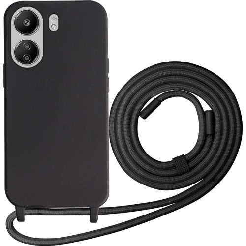 Back Cover Σιλικόνης 0.5mm με Λουράκι Μαύρο (Redmi 13C 4G / 13C 5G / Poco C65 4G)
