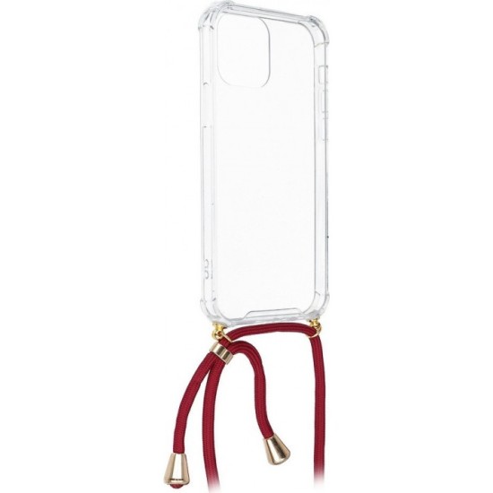 FORCELL CORD BACK COVER ΣΙΛΙΚΟΝΗΣ ΜΕ ΛΟΥΡΑΚΙ ΔΙΑΦΑΝΟ / ΜΠΟΡΝΤΟ (IPHONE 11 PRO MAX)