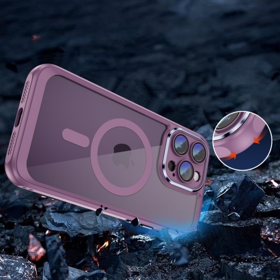 Θήκη iPhone 16 Pro Matte Magnetic Series συμβατό με MagSafe φορτιστή, Πλάτη αντικραδασμική από Premium TPU Λιλά + ΔΩΡΟ ΤΖΑΜΑΚΙ ΚΑΜΕΡΑΣ