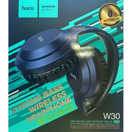 Hoco W30 Fun Move Ασύρματα/Ενσύρματα Over Ear Ακουστικά με 8 ώρες Λειτουργίας Μπλε