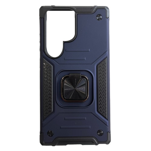 Galaxy S24 Ultra HYBRID SHOCKPROOF ARMOR CASE METAL ROTATING RING CAR MOUNT HOLDER ΜΠΛΕ (OEM)