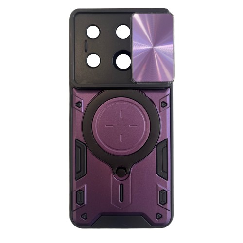 XIAOMI REDMI NOTE 13 PRO 5G / POCO X6 5G HYBRID SHOCKPROOF ARMOR CASE WITH STAND METAL CIRCLE RING AND SLIDER CAMERA LENS PROTECTION ΜΩΒ (OEM)