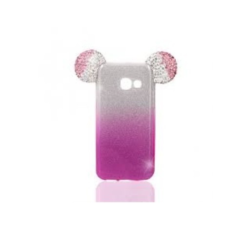 Θήκη TPU 3D Mouse Ears Strass με εσωτερική αποσπώμενη πλάτη glitter για Samsung Galaxy  J 4 Plus) - Φούξια/Ασημί