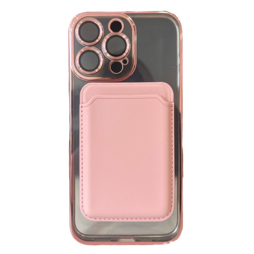 ELECTRO BACK COVER ΡΟΖ MAGNETIC CARD + ΔΩΡΟ ΤΖΑΜΑΚΙ ΚΑΜΕΡΑΣ (iPhone 15 Pro)